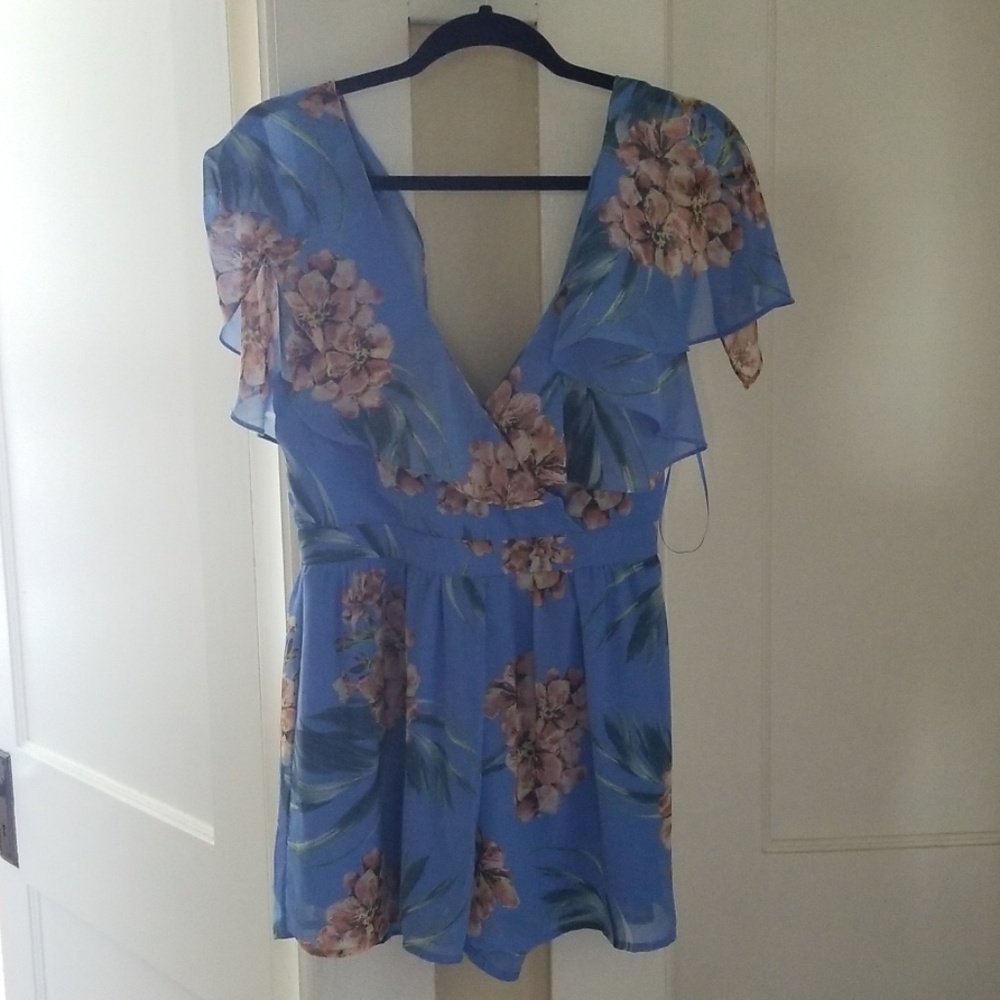 Floral blue romper